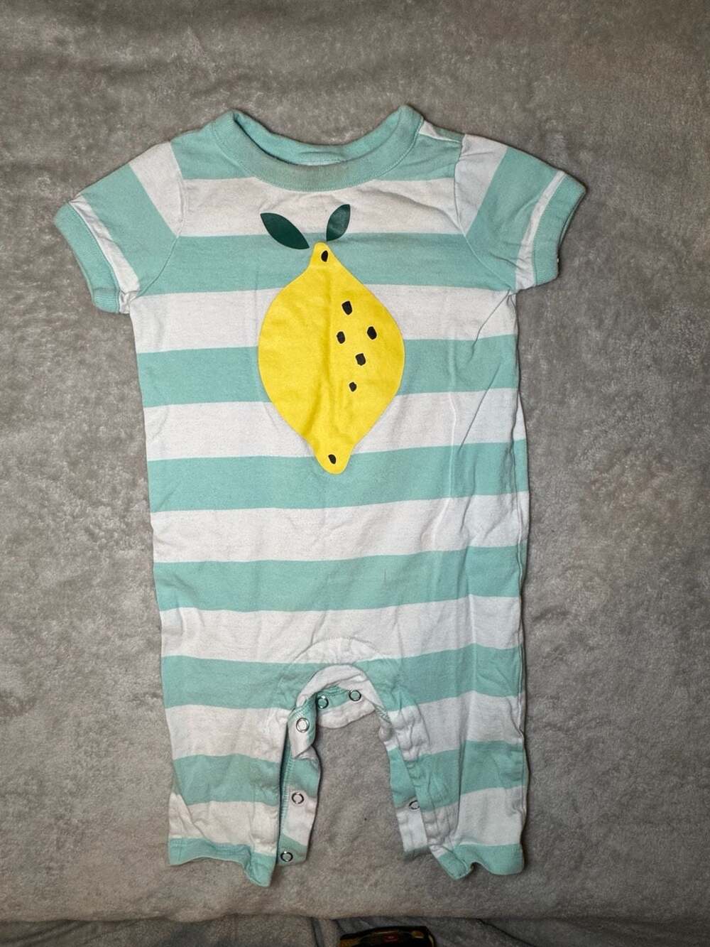 Hanna Andersson Striped Baby Romper with Lemon Graphic